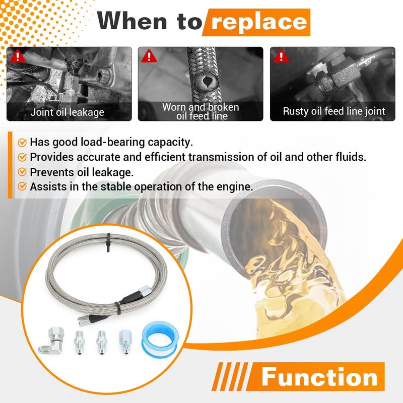 SJDYYMX 60 inch Stainless Braided Line 4AN Multi Size Remote Turbocharger Sensor Teflon Gauge Line Kit - Image 5